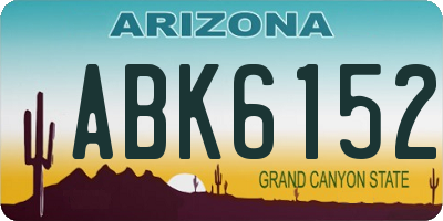 AZ license plate ABK6152