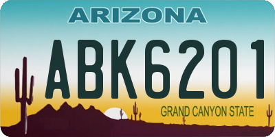 AZ license plate ABK6201