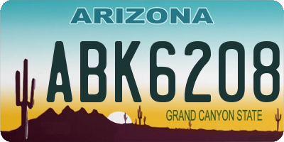 AZ license plate ABK6208