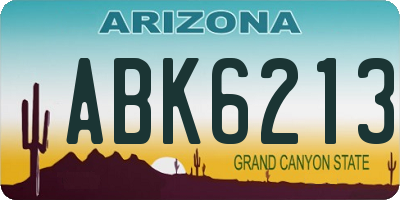 AZ license plate ABK6213