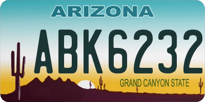 AZ license plate ABK6232