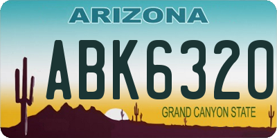 AZ license plate ABK6320
