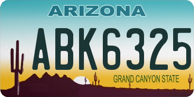 AZ license plate ABK6325