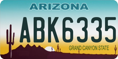 AZ license plate ABK6335