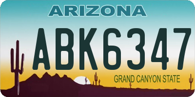 AZ license plate ABK6347