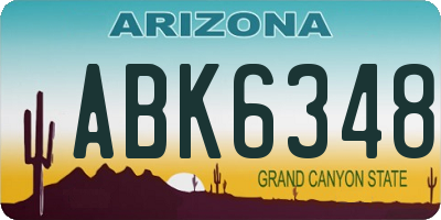AZ license plate ABK6348