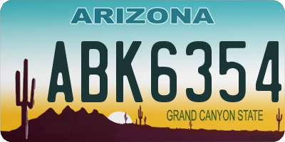 AZ license plate ABK6354