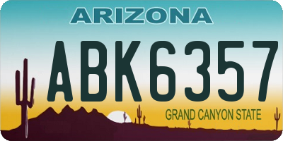 AZ license plate ABK6357