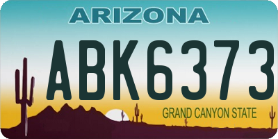AZ license plate ABK6373
