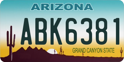 AZ license plate ABK6381