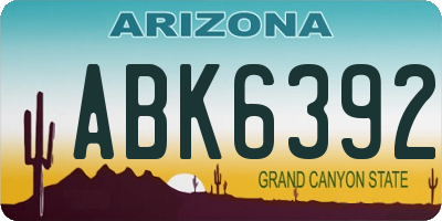 AZ license plate ABK6392