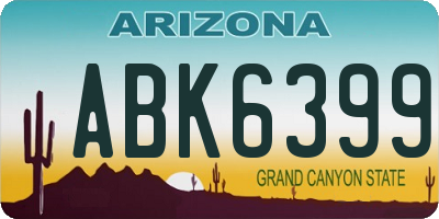 AZ license plate ABK6399