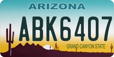 AZ license plate ABK6407