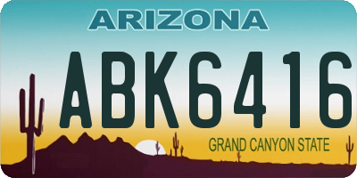 AZ license plate ABK6416