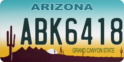 AZ license plate ABK6418