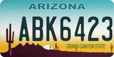 AZ license plate ABK6423