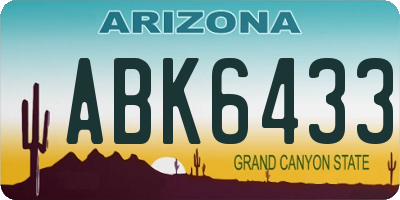 AZ license plate ABK6433