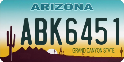 AZ license plate ABK6451