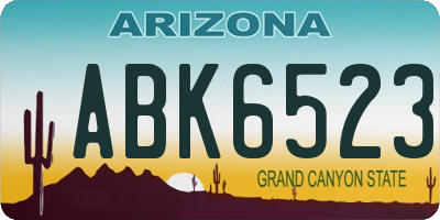AZ license plate ABK6523