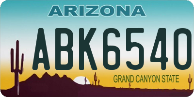 AZ license plate ABK6540