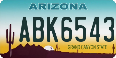 AZ license plate ABK6543