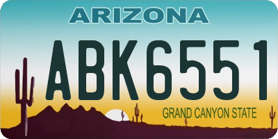 AZ license plate ABK6551
