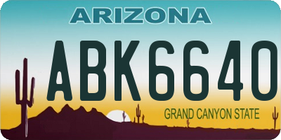 AZ license plate ABK6640