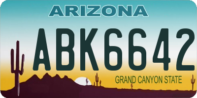 AZ license plate ABK6642