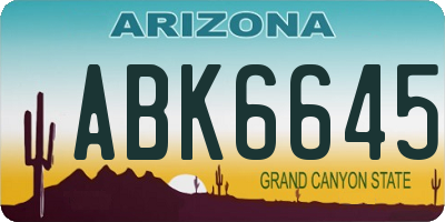 AZ license plate ABK6645