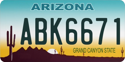 AZ license plate ABK6671