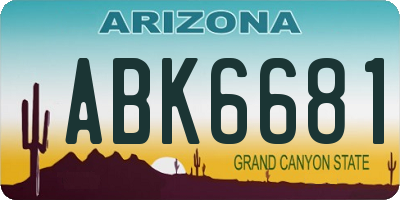 AZ license plate ABK6681