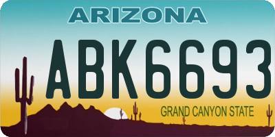 AZ license plate ABK6693