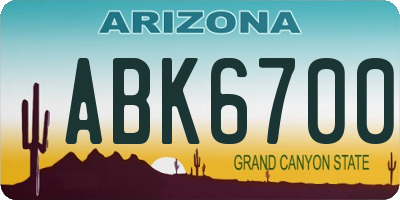 AZ license plate ABK6700