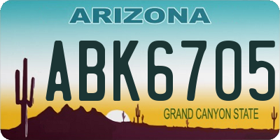 AZ license plate ABK6705