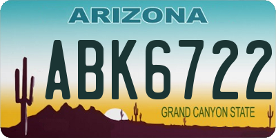 AZ license plate ABK6722