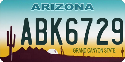 AZ license plate ABK6729