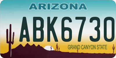 AZ license plate ABK6730
