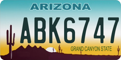 AZ license plate ABK6747