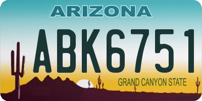 AZ license plate ABK6751