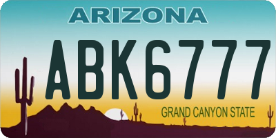 AZ license plate ABK6777