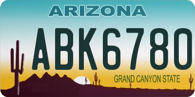 AZ license plate ABK6780
