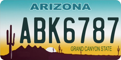 AZ license plate ABK6787