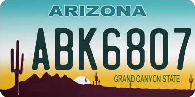 AZ license plate ABK6807