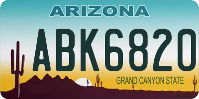 AZ license plate ABK6820