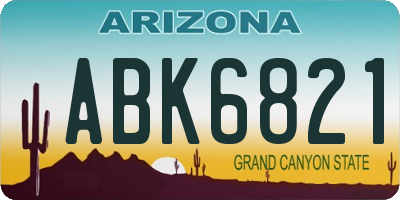 AZ license plate ABK6821