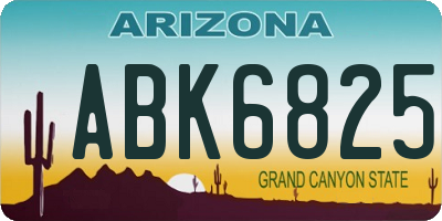 AZ license plate ABK6825