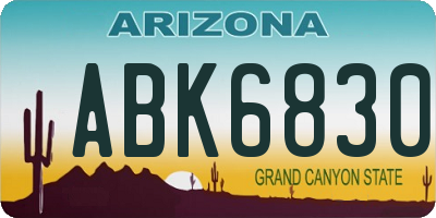 AZ license plate ABK6830