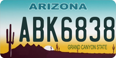 AZ license plate ABK6838