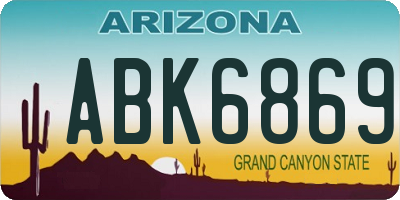 AZ license plate ABK6869