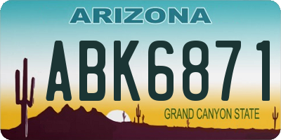 AZ license plate ABK6871